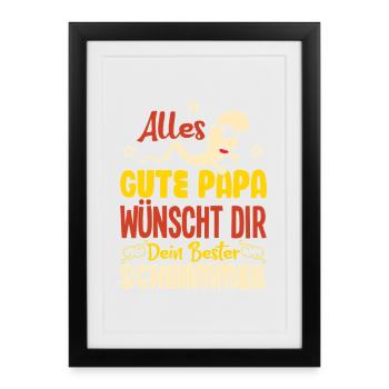 Tout le meilleur papa vous souhaite votre meilleur nageur - Affiche encadrée (27 × 37 cm) - noir - Devant