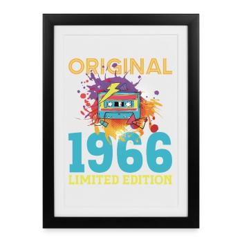 60 Year Old Birthday 1966 Retro Vintage Cassette - Framed poster (27 × 37 cm) - black - Front