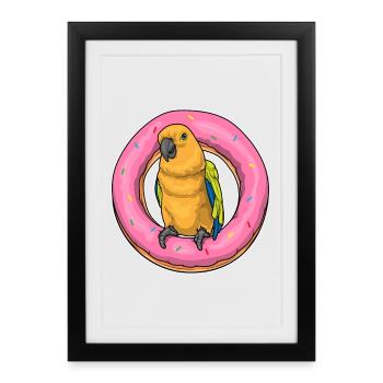 Donut Perroquet - Affiche encadrée (27 × 37 cm) - noir - Devant