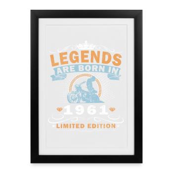 Naissance du motard motard vintage en 1961 - Affiche encadrée (27 × 37 cm) - noir - Devant