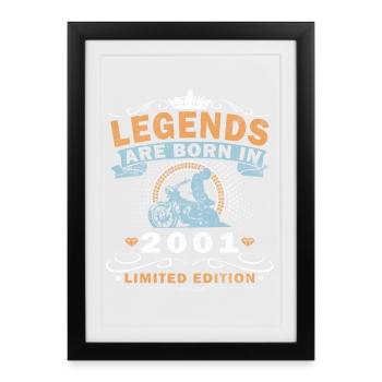 25e anniversaire motard motard 2001 - Affiche encadrée (27 × 37 cm) - noir - Devant