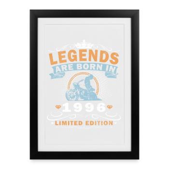 Cadeau d’anniversaire Born Motorcycle Vintage 1996 - Affiche encadrée (27 × 37 cm) - noir - Devant