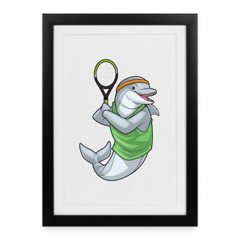 Sports de raquette de tennis Dolphin - Affiche encadrée (27 × 37 cm) - noir - Devant