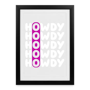 Howdy Repeat O Western Pattern - Affiche encadrée (27 × 37 cm) - noir - Devant