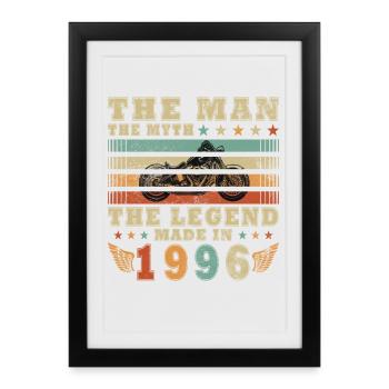 Cadeau d’anniversaire Born Motorcycle Vintage 1996 - Affiche encadrée (27 × 37 cm) - noir - Devant