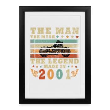 25e anniversaire motard motard 2001 - Affiche encadrée (27 × 37 cm) - noir - Devant