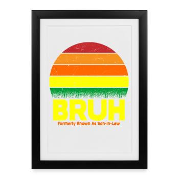 Bruh Retro Sunset Logo - Affiche encadrée (27 × 37 cm) - noir - Devant