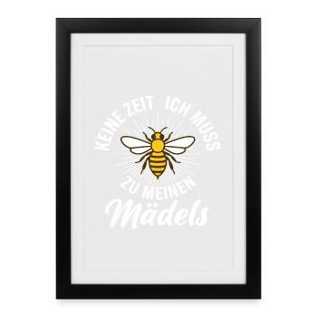 Pas le temps, je dois aller chez mes filles marchands de miel - Affiche encadrée (27 × 37 cm) - noir - Devant