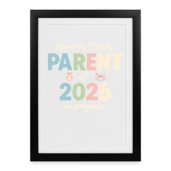 Famille en croissance – Parent de 2026 - Affiche encadrée (27 × 37 cm) - noir - Devant