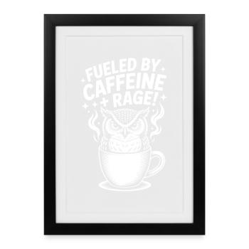 Dictons du café Caféine Cadeau drôle de café - Affiche encadrée (27 × 37 cm) - noir - Devant