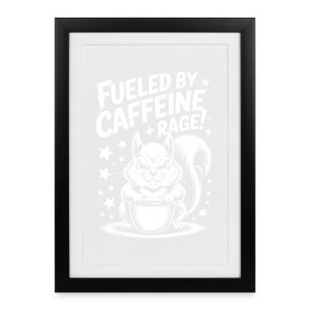 Dictons du café Caféine Cadeau drôle de café - Affiche encadrée (27 × 37 cm) - noir - Devant