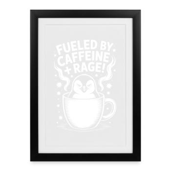 Dictons du café Caféine Cadeau drôle de café - Affiche encadrée (27 × 37 cm) - noir - Devant