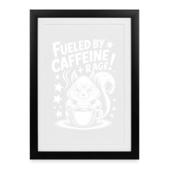 Dictons du café Caféine Cadeau drôle de café - Affiche encadrée (27 × 37 cm) - noir - Devant