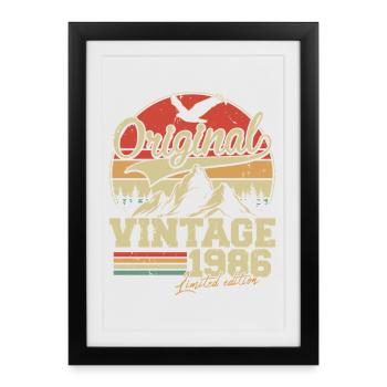 Original 1986 Jahrgang Vintage Geburtstag Retro - Affiche encadrée (27 × 37 cm) - noir - Devant