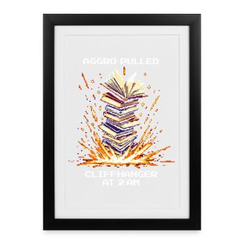 Aggro Drawn | Cliffhanger Reading Night Owl - Framed poster (27 × 37 cm) - black - Front