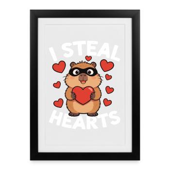 I Steal Hearts Hamster - Framed poster (27 × 37 cm) - black - Front