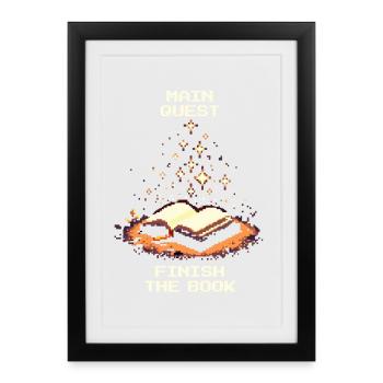 Main Quest: Finish Book | Motivation to read - Framed poster (27 × 37 cm) - black - Front