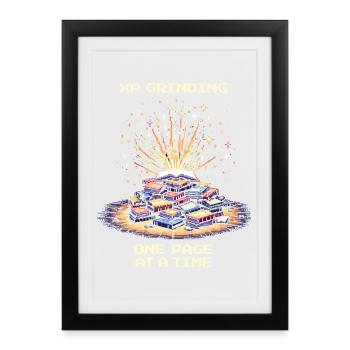 Grinding XP | Page by page reading motivation - Framed poster (27 × 37 cm) - black - Front