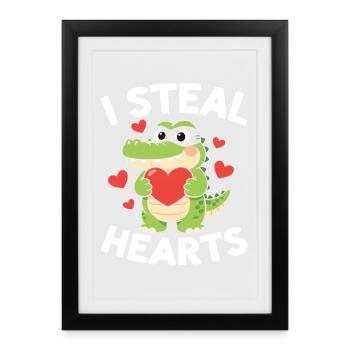 I Steal Hearts Alligator - Framed poster (27 × 37 cm) - black - Front