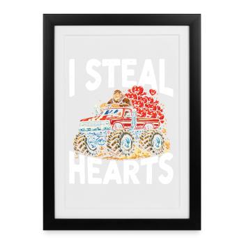 I Steal Hearts Monster Truck - Framed poster (27 × 37 cm) - black - Front