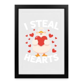 I Steal Hearts Goose - Framed poster (27 × 37 cm) - black - Front