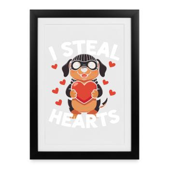 Heart-Stealing Pup with Big Heart - Framed poster (27 × 37 cm) - black - Front