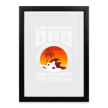 Surfeur Surfeur Bodyboarder - Affiche encadrée (27 × 37 cm) - noir - Devant