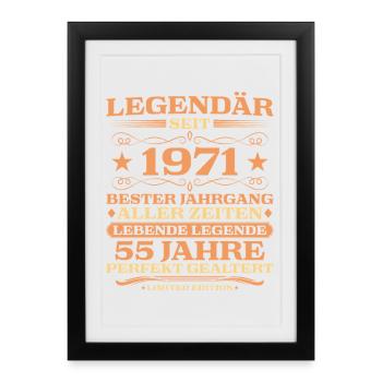 1971 Millésime 55 ans parfaitement vieilli - Affiche encadrée (27 × 37 cm) - noir - Devant