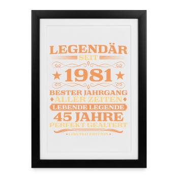 1981 vintage 45 years perfectly aged - Framed poster (27 × 37 cm) - black - Front