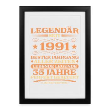 1991 vintage 35 years perfectly aged - Framed poster (27 × 37 cm) - black - Front