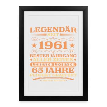 1961 millésime 65 ans parfaitement vieilli - Affiche encadrée (27 × 37 cm) - noir - Devant