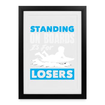 Surfeur Surfeur Bodyboarder - Affiche encadrée (27 × 37 cm) - noir - Devant