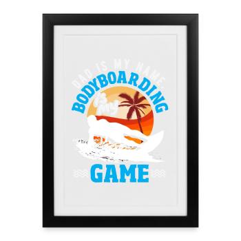 Surfeur Surfeur Bodyboarder - Affiche encadrée (27 × 37 cm) - noir - Devant