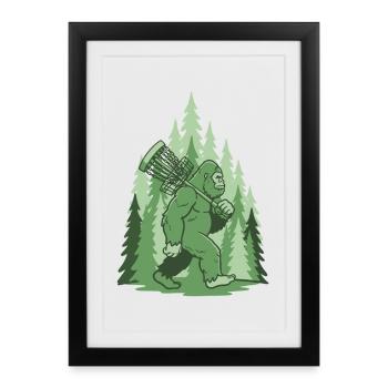 Sasquatch Disc Golf Panier Forêt Frisbee Drôle - Affiche encadrée (27 × 37 cm) - noir - Devant