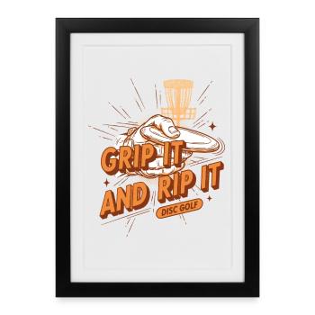 Saisis-le et déchire Disc Golf Drôle Disc Golf - Affiche encadrée (27 × 37 cm) - noir - Devant
