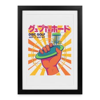 Disc Golf Grippe-le et Rip It Flying Disc Fun - Affiche encadrée (27 × 37 cm) - noir - Devant