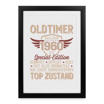 66th Birthday Shirt – Vintage 1960's Vintage Retro - Framed poster (27 × 37 cm) - black - Front