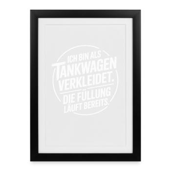 Carnaval déguisé en camion-citerne Bière costumée pour enterrement de vie de garçon - Affiche encadrée (27 × 37 cm) - noir - Devant