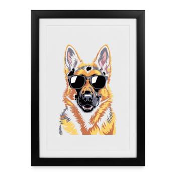 Berger allemand - Affiche encadrée (27 × 37 cm) - noir - Devant