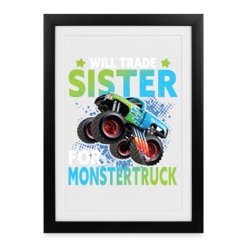 Monster Truck Siblings Funny Saying - Framed poster (27 × 37 cm) - black - Front
