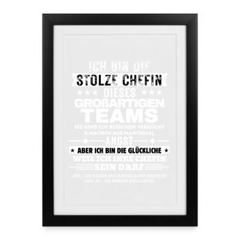 Je suis le fier patron de cette grande équipe - Affiche encadrée (27 × 37 cm) - noir - Devant
