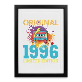 Anniversaire 30 ans 1996 Cassette Vintage Rétro - Affiche encadrée (27 × 37 cm) - noir - Devant