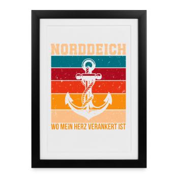 NORDDEICH OÙ MON CŒUR EST ANCRÉ Drôle - Affiche encadrée (27 × 37 cm) - noir - Devant
