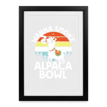 Alpaca Bowl Sunset Retro Forest - Framed poster (27 × 37 cm) - black - Front