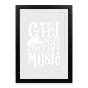 This girl loves country music - Framed poster (27 × 37 cm) - black - Front