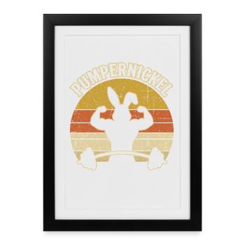 Pumpernickel Bodybuilding Bunny Fitness Gym Wortspi - Affiche encadrée (27 × 37 cm) - noir - Devant
