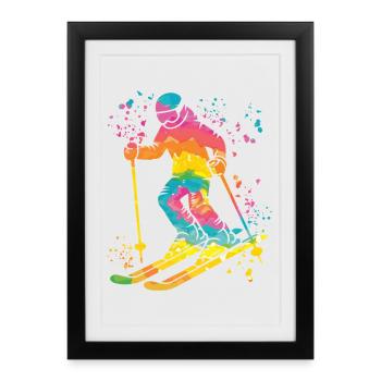 Ski alpin Sports d’hiver Ski nordique - Affiche encadrée (27 × 37 cm) - noir - Devant