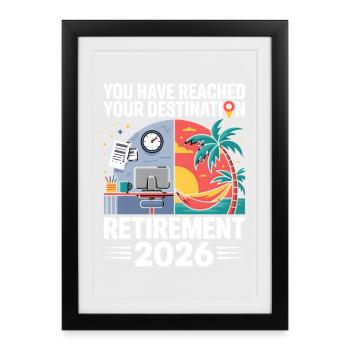 Work to Beach Funny GPS Tee Men & Woman Retired - Framed poster (27 × 37 cm) - black - Front