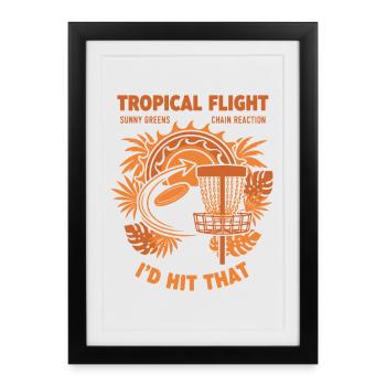 Tropical Flight Would a frappé cette scène de disc golf - Affiche encadrée (27 × 37 cm) - noir - Devant