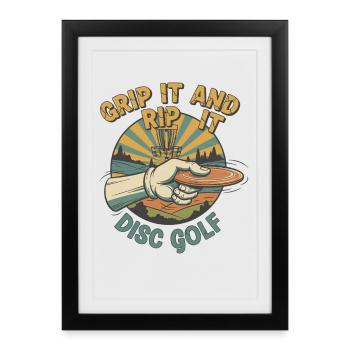 Saisis-le et déchire Disc Golf Flying Disc - Affiche encadrée (27 × 37 cm) - noir - Devant